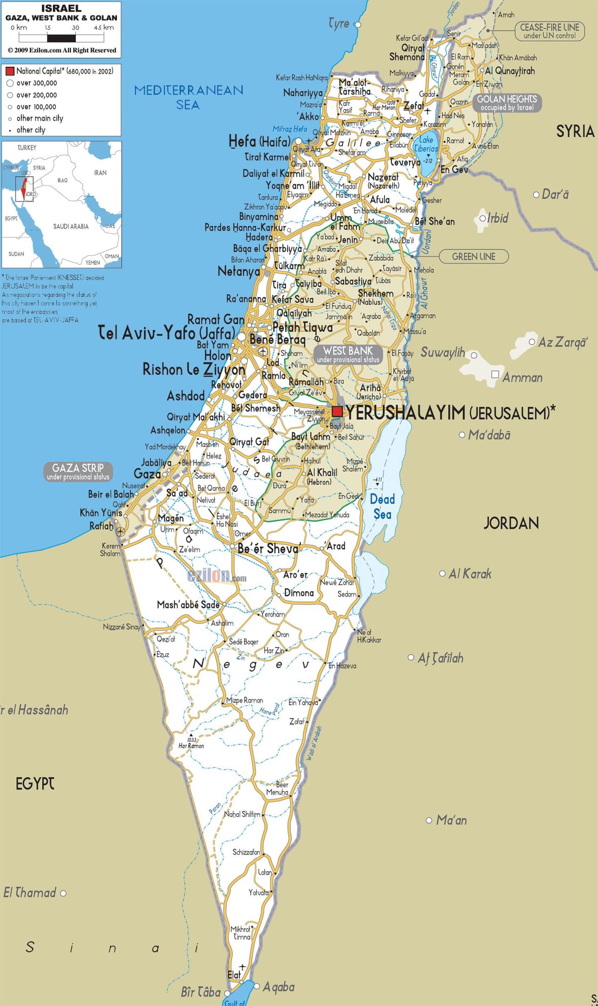 bản đồ của israel đường