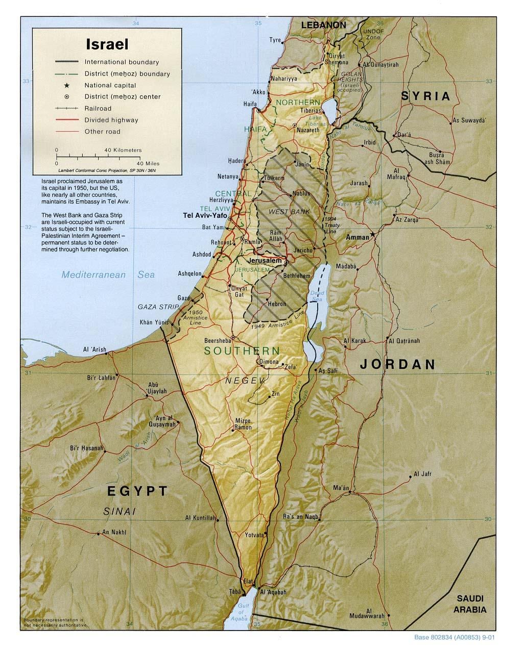 bản đồ của israel địa lý
