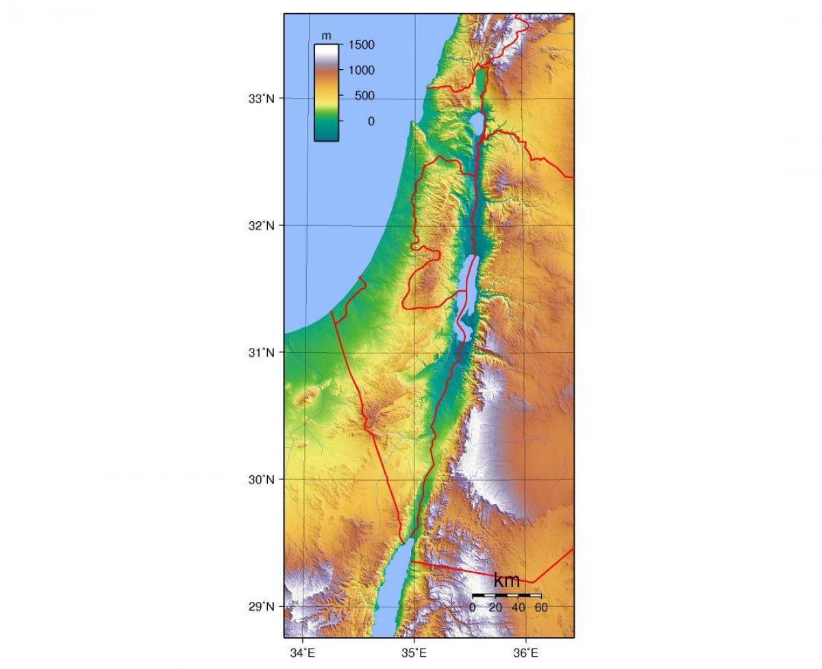 bản đồ của israel độ cao